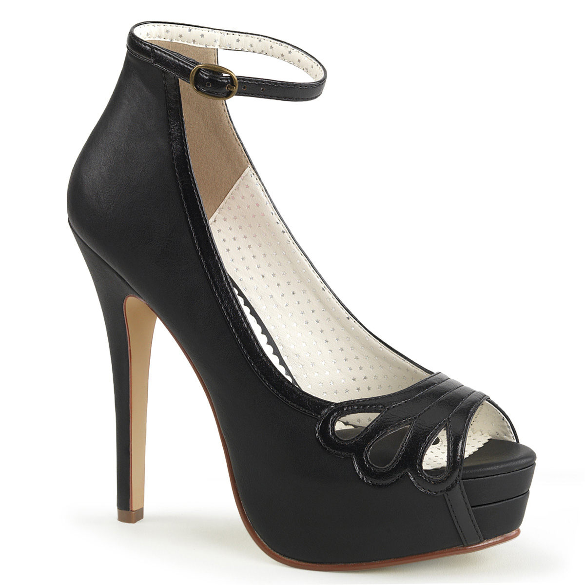 scarpin preto aberto na frente