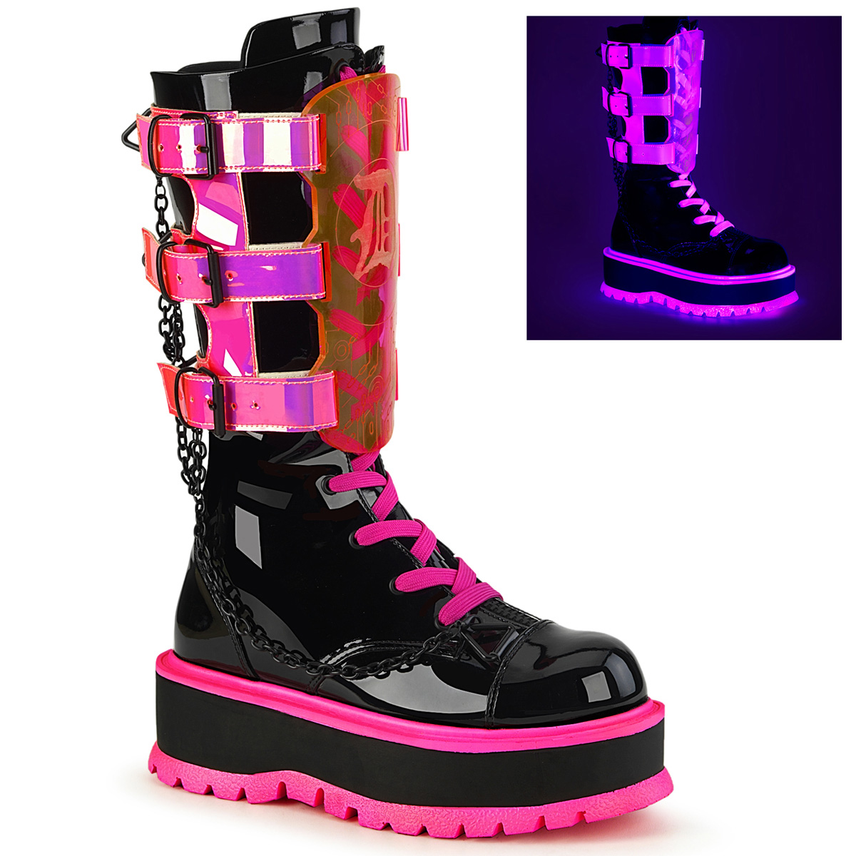 Demonia SHOES & BOOTS : UV Reactive/Cyber 